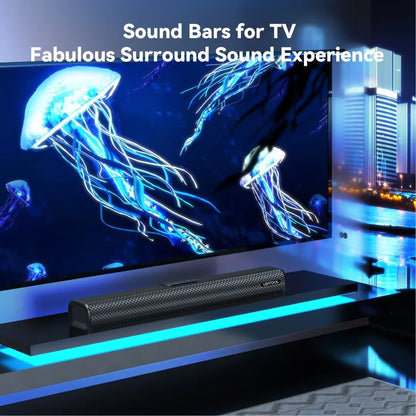 2.1Ch Sound Bars for TV, Soundbar with Subwoofer, Wired & Wireless Bluetooth 5.0 3D Surround Speakers, Optical/Hdmi/Aux/Rca/Usb Connection, Wall Mountable